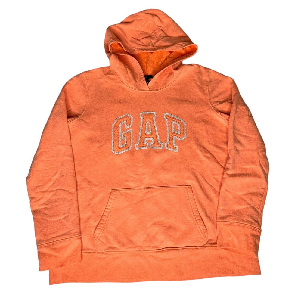 Girls GAP Kids Hoodie Peach Sorbet Orange Embroidered Logo Size Youth Large